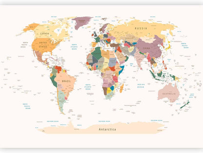 artgeist Premium Wall Mural World Map 98x69 in - XXL Non-Woven Wallpaper Fleece Wall Decor Photo Print Picture Image Design Home Map of The World k-B-0001-a-b