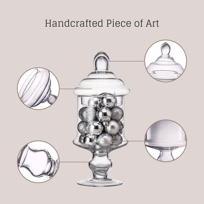 Diamond Star Clear Glass Apothecary Jar Decorative Candy Buffet Jars Elegant Glass Storage Containers (Height: 12" Body: 6")