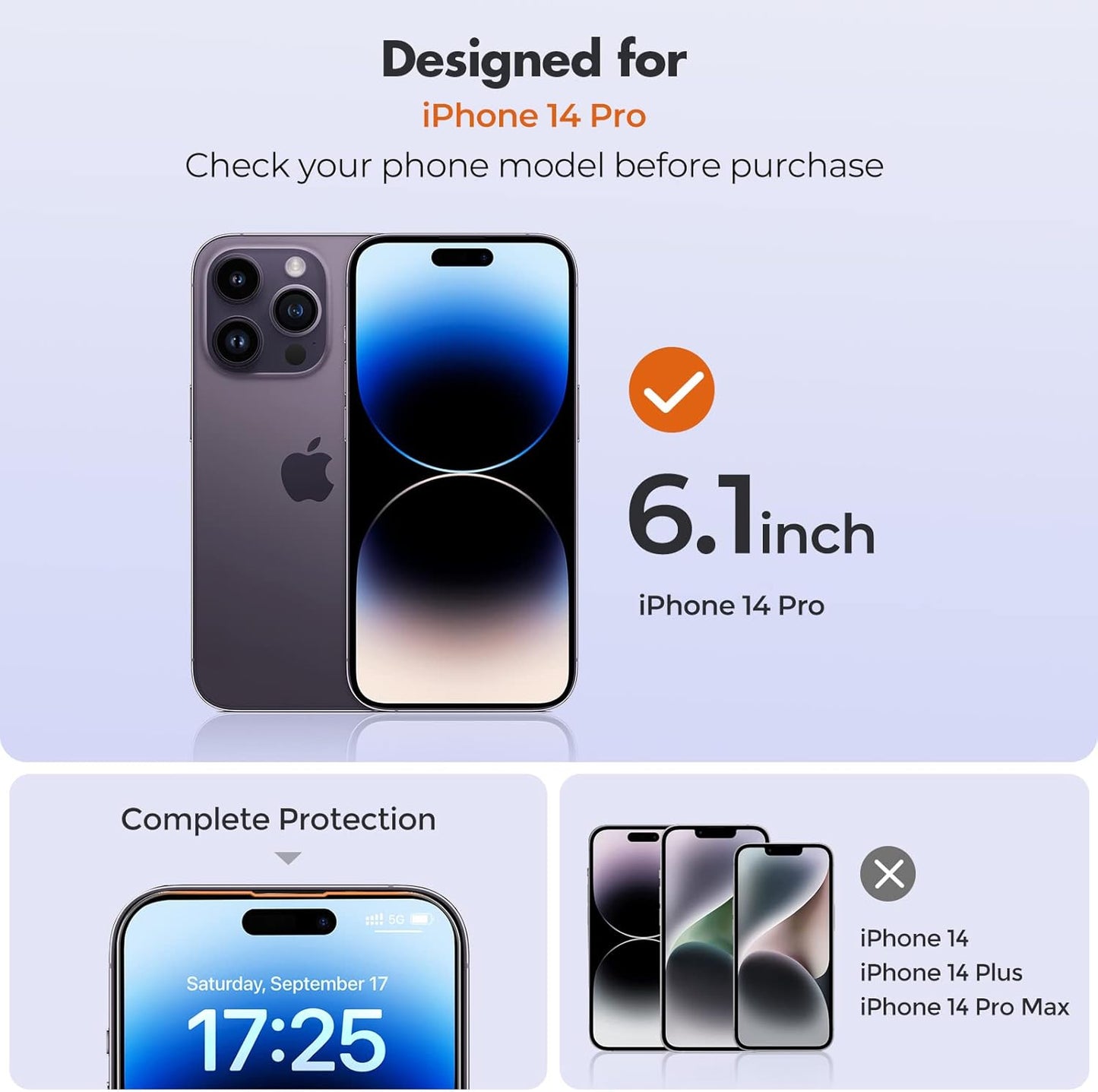 UNBREAKcable 3-Pack Screen Protector for iPhone 14 Pro, Double Shatterproof Tempered Glass [Easy Installation Frame] [9H Hardness] [99.99% HD Clear] [Case Friendly] for iPhone 14 Pro 6.1 inch
