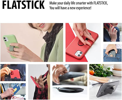 Momostick Flatstick, Cell Phone Finger Grip Strap Holder for Hand, Cell Phone Stand, New Slim Finger Loop Selfie Grip Compatible with Most Smartphones