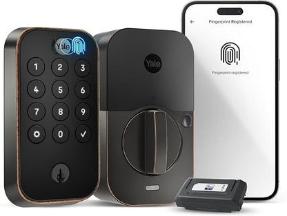 Yale Assure Lock 2 Touch Deadbolt, Oil Rubbed Bronze Smart Entry Door Lock with Z-Wave (ZW3) Connected Touch Keypad and Fingerprint Scanner with Back-up Key, YRD410-F-ZW3-0BP