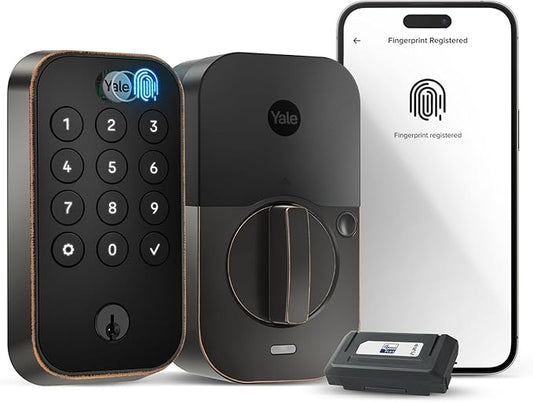 Yale Assure Lock 2 Touch Deadbolt, Oil Rubbed Bronze Smart Entry Door Lock with Z-Wave (ZW3) Connected Touch Keypad and Fingerprint Scanner with Back-up Key, YRD410-F-ZW3-0BP