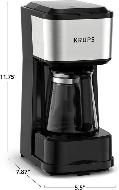 KRUPS Simply Brew Coffee Maker - Multi-Serve 4-in-1 with Stainless Steel Travel Tumbler, Black, 14oz