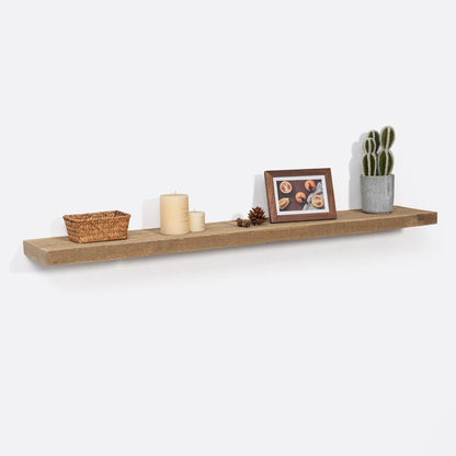 Floating Shelves - 8" Deep Rustic Reclaimed Barnwood Wall Hanging Shelves with Invisible Heavy-Duty Metal Bracket - Wall Mounted - Farmhouse Style - 48 inches, Distressed Natural