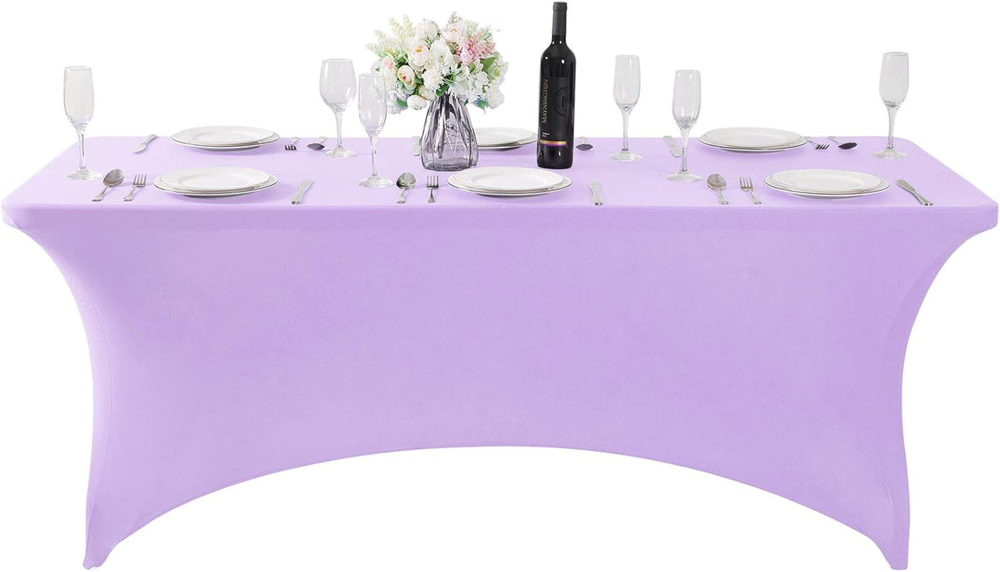 Spandex Table Cover for 8FT or 4ft or 6ft Table Universal Fitted Stretch Tablecloth for Party, Banquet, Wedding and Events-Lavender