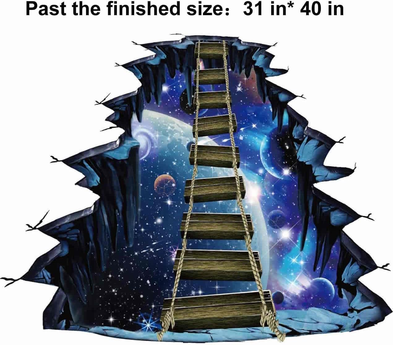 Quanhaigou Blue Galaxy Bridge Wall Sticker,3D Outer Space Decorations Decal for Home Decor Kids Bedroom Large