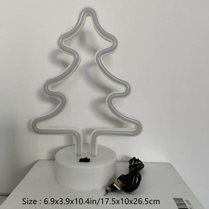 Christmas Tree Neon Light Signs for Bedroom Bedside Dorm Wall Decor,Neon Light up Christmas Decor LED Night Lights Table Ornaments Gifts for Kids Christmas Party,Battery Powered or USB Powered