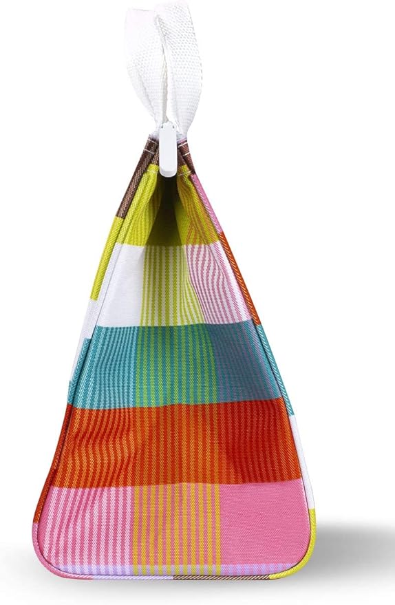 kate spade new york Portable Soft Cooler Lunch Bag, Thermal Tote with Insulated Interior Lining and Storage Pocket, Lunch Tote for Women, Rainbow Plaid