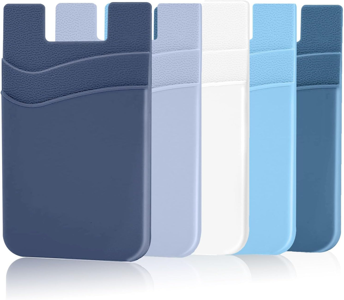 SS Card Holder for Phone Case - Silcone Stick On Credit Card Phone Wallet for Men & Women, Ultra-Thin & Portable, Compatible with iPhone/Android/Samsung Galaxy, Holds Cards & Cash, Hands-Free (5 pack)