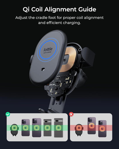 iOttie Auto Sense 2 Dash & Windshield Car Phone Holder with Qi Wireless Charging - Auto Clamping Phone Mount & Charger for Google Pixel, iPhone, Galaxy, Huawei, LG. Power Adapter Not Included.