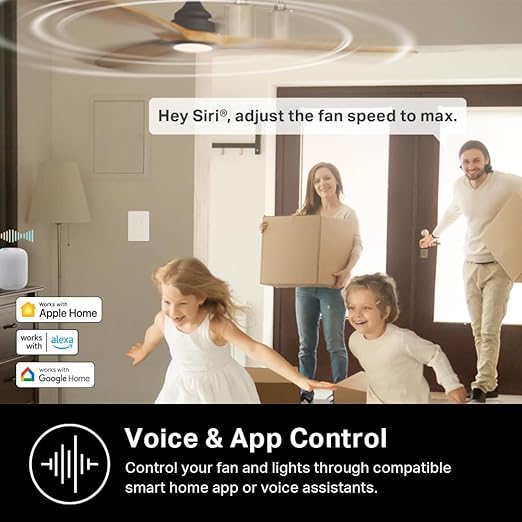 Kasa Smart Ceiling Fan Control & Dimmer Switch | Adjustable 4-Speed Fan & Brightness Control | Works w/Apple HomeKit, Alexa & Google Home | 2.4G Wi-Fi Only, Single Pole, Neutral Wire Required | KS240