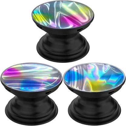 3 Pack Fashionable Clear Glitter Expandible Collapsible Moblile Phone Grip Stand Holder for Smartphones and Tablets Cell Phone Accessory- 2 (Gradient Colorful Glitter Blue Pink)