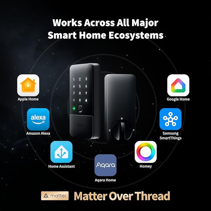Aqara UWB Smart Lock U400, Matter Over Thread, Apple Home Key, Fingerprint Keyless Entry Deadbolt,Touchscreen Keypad, Rechargeable Battery, Supports HomeKit, Alexa, Google, Home Assistant, Silver