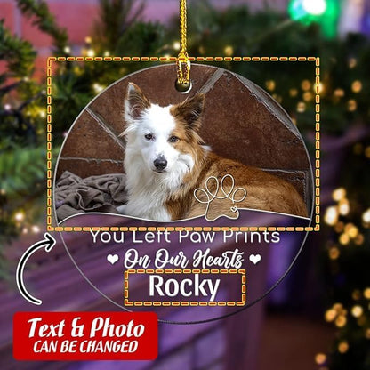 Pet Memorial Ornament Personalized Angel Dog Cat Photo Picture Acrylic Ornaments Custom Sympathy Keepsake Gifts Heaven Christmas Tree Bereavement Decoration Gift for Dogs Cats Moms Dads