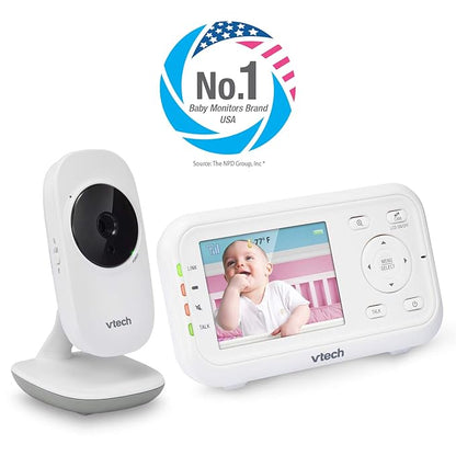 VTech VM3252 No WiFi Video Baby Monitor - 2.8" Screen, 1000ft Long Range, Auto Night Vision, 2-Way Talk, Temperature Sensor, Lullabies