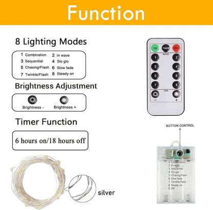 3 Pack Fairy Lights Battery Operated with Remote Control Timer, 26 FT 80 LED String Lights Outdoor Indoor, 8 Mode Twinkle Lights for Christmas Party Wedding Birthday Bedroom Décor (Red and Green)
