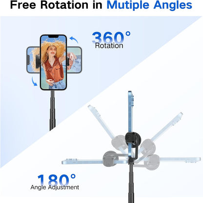62 inch Automatic Tripod for iPhone, Auto-Open Phone Tripod Stand with Magnetic Smart Remote,Selfie Stick Remote Cell Phone Zoom Lens Size,Travel Selfie Stick for iPhone/Android
