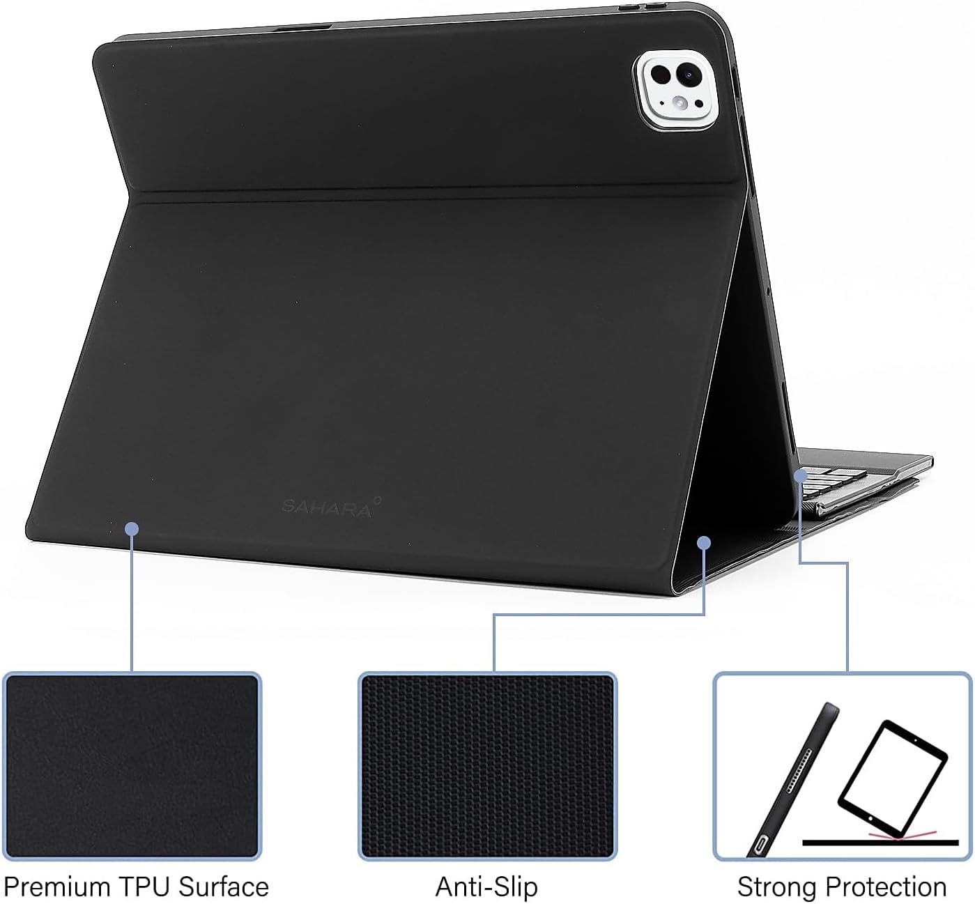 Sahara - Navigate Series Keyboard Case with Track Pad for iPad Pro (M4) 11" 2024, Black, (TB00402)