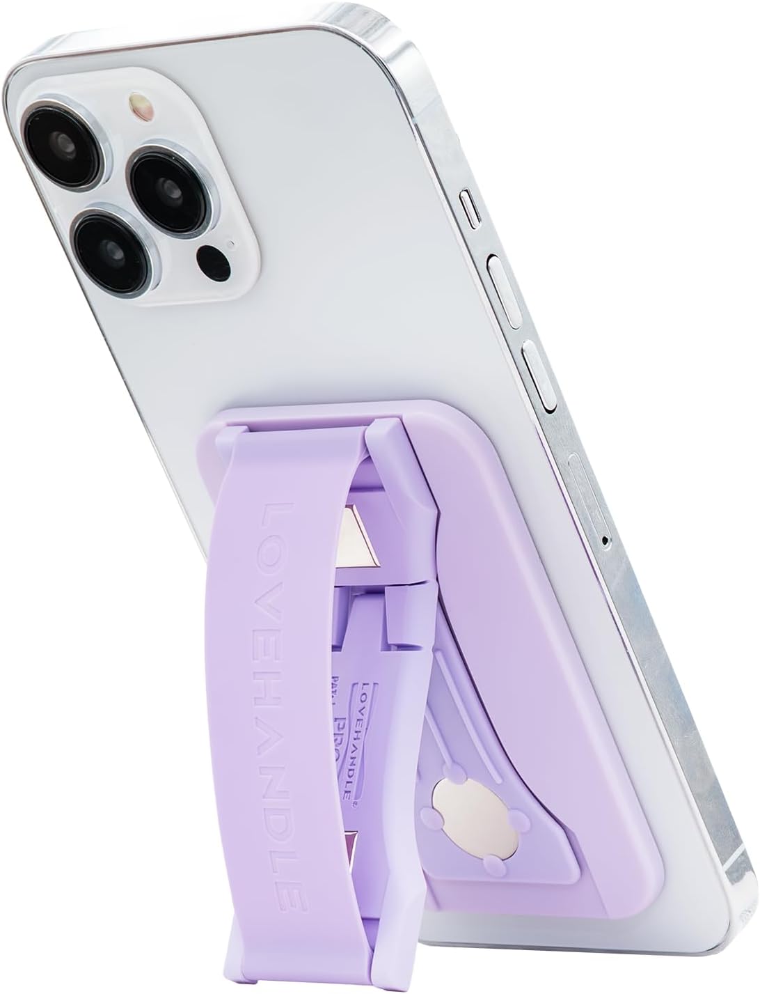 LoveHandle PRO MagSafe Compatible Magnetic Phone Grip w/Kickstand - Mount, Strap and Stand for Smartphone and Tablet - MagSafe Ring Included - Fits All Devices - Solid Lavender