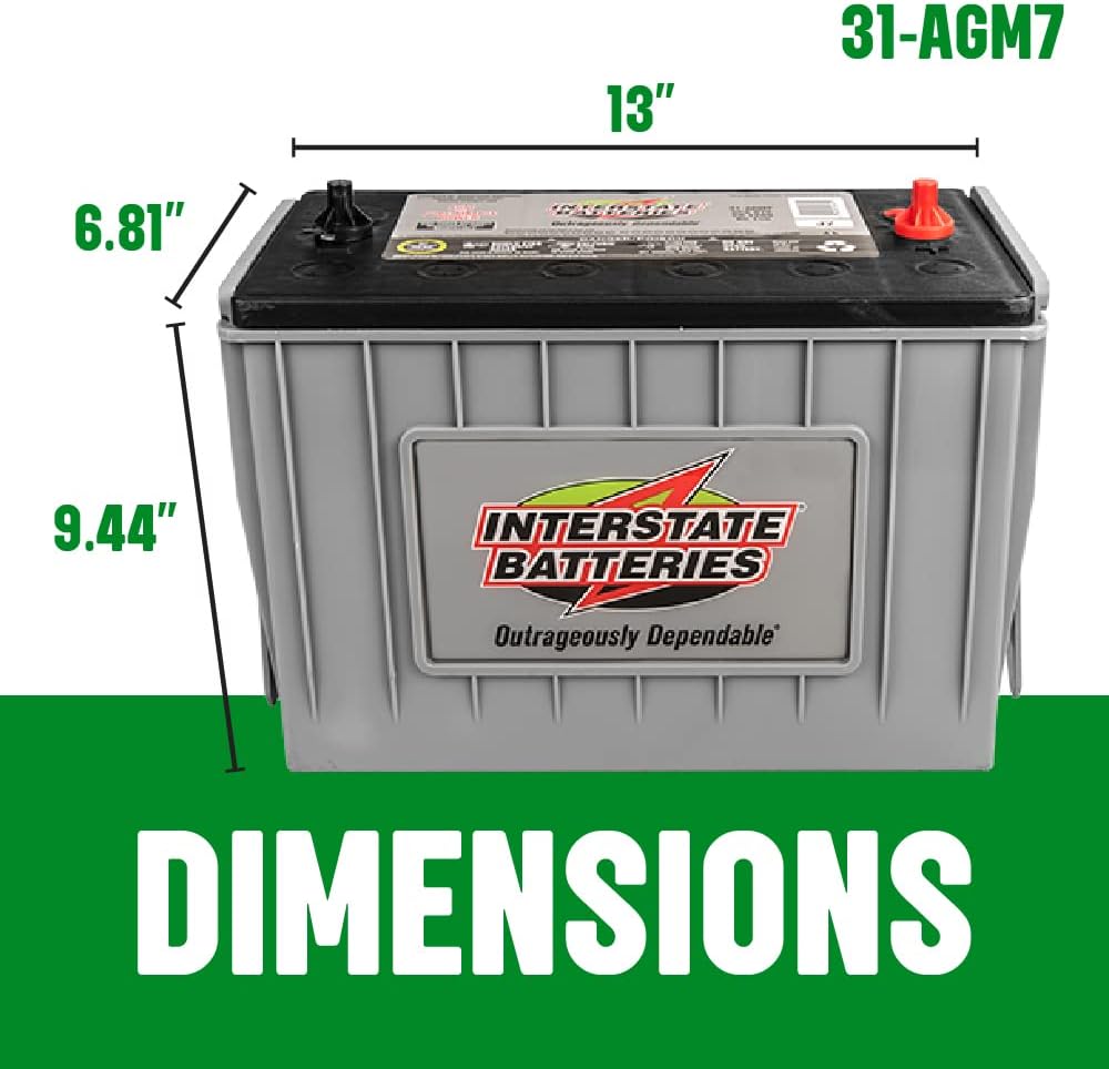 Interstate Batteries Heavy Duty Marine Deep Cycle Battery 12V 100Ah 925CCA (31-AGM7) Pure Matrix Power Commercial AGM Cranking Replacement (Group Size 31) GEM Cars, Yachts, Extra Fuel Tank Trucks