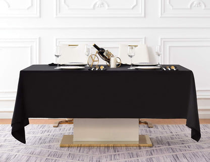 Surmente Black Tablecloth 60 x 120-inch Rectangular Polyester Table Cloth for Weddings, Banquets, or Restaurants