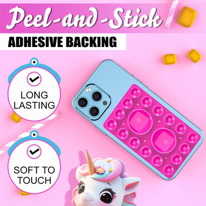 Silicone Suction Holder, Silicon Adhesive Phone Accessory for iPhone and Android, Hands-Free Mirror Shower Phone Holder, TikTok Videos and Selfies (Rose Pink, Single Sided)