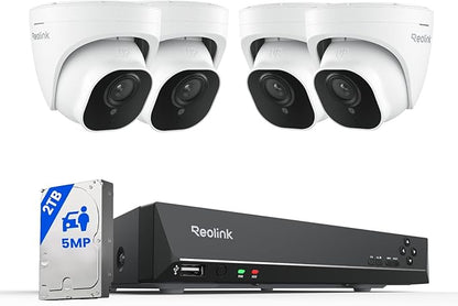 Reolink 5MP PoE Security Camera System Bundle, 8pcs 5MP Smart Human Vehicle Detection PoE Cameras, Dome IP Cameras, an 8CH NVR Pre-Installed with 2TB HDD(Include 4 x 18M Cat5 Cable)