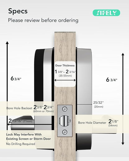 Keyless Entry Keypad Smart Door Lock with Handle & Knob – Digital Deadbolt for Front, Bedroom, Office & Interior Doors, App Control for Airbnb, Guests & Kids, Easy DIY Install (No Fingerprint)