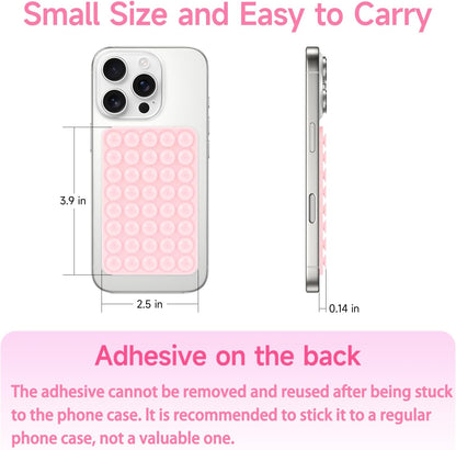 Silicone Suction Phone Case Mount, Non Slip Suction Cup Phone Mount, Phone Accessories Holder for Selfies and Videos, Silicon Adhesive Phone Stand Sticky for Cell Phone Light Pink