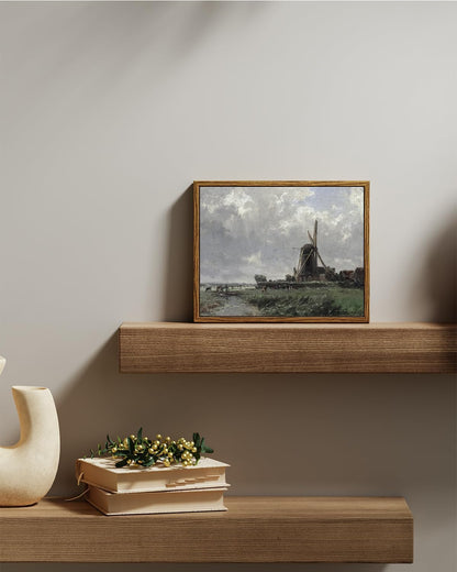 VIYYIEA Framed Canvas Wall Art Home Decor French Country Field Wall Decor Nature Wilderness Windmill Art Landscape Wall Pictures Artwork Room Decor for Bathroom Living Room Bedroom Office 8x10in
