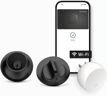 Level Lock+ WiFi Deadbolt Smart Lock - World's Smallest Smart Lock Plus Apple Home Key - Lock/Unlock Anywhere - Level App for iOS & Android - Works with Apple, Alexa, Google (Matte Black)