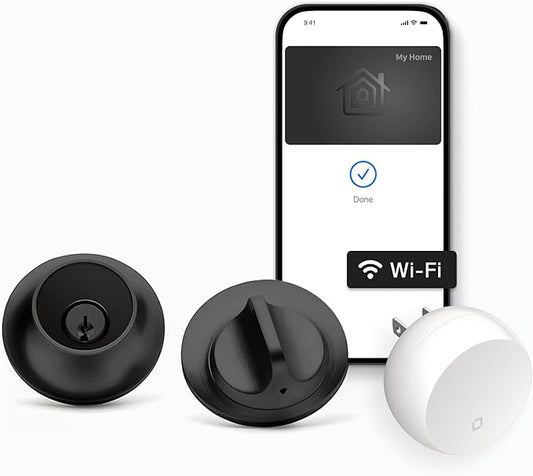 Level Lock+ WiFi Deadbolt Smart Lock - World's Smallest Smart Lock Plus Apple Home Key - Lock/Unlock Anywhere - Level App for iOS & Android - Works with Apple, Alexa, Google (Matte Black)