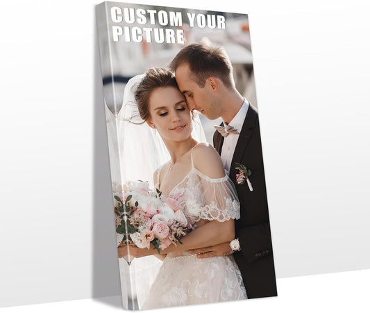 Personalized Custom Canvas Prints with Your Photos & Text, Customized Picture Print, Transform Own Images Into Framed Wall Art Digitally Printed Photo to Canvas, Keepsakes Gifts for Family 20x40’’