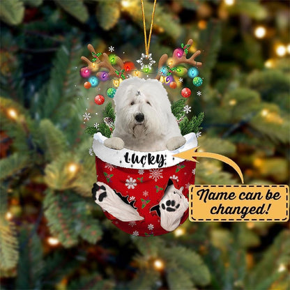 Old English Sheepdog Christmas Ornament, Pocket Tree Decor, Gift for Dog Lovers