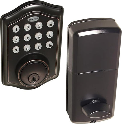 Honeywell Safes & Door Locks - Keyless Entry Door Lock with Smart Electronic Keypad Deadbolt - Easy Installation & 50 Different Pin Codes - Auto Lock - Oil Rubbed Bronze - 2.9 x 2 x 6.2 in - 8712409