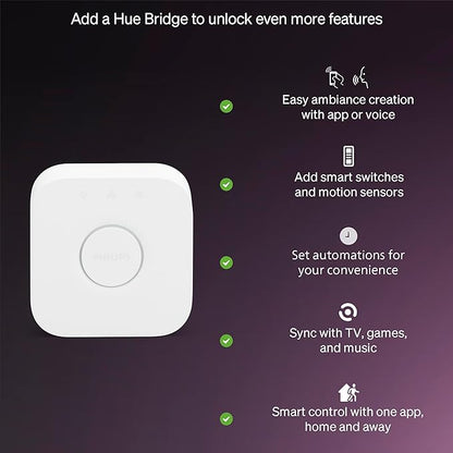 Philips Hue Essential Smart LED BR30 Bulb 1-Pack, White and Color Ambiance, E26, 7.2W, 2200K-6500K, 650 Lumens, Dimmable, Works with Alexa, Google Assistant, Apple Home