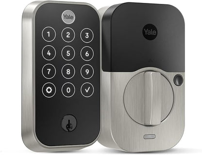 Yale Assure Lock 2 Touch Deadbolt, Satin Nickel Keyed Smart Entry Door Lock with Bluetooth Connected Touchscreen Keypad and Fingerprint Scanner for Code Entry (No Wi-Fi), YRD420-F-BLE-619