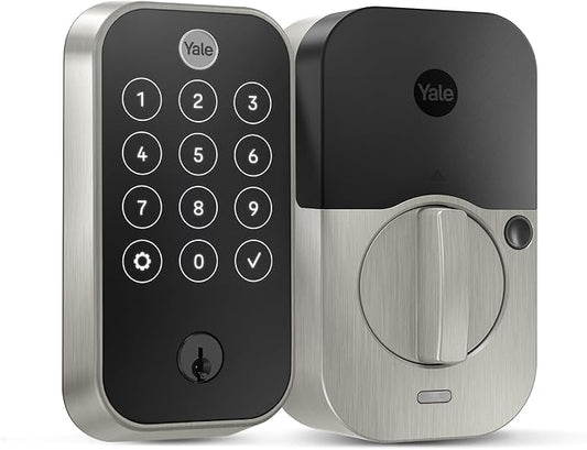 Yale Assure Lock 2 Touch Deadbolt, Satin Nickel Keyed Smart Entry Door Lock with Bluetooth Connected Touchscreen Keypad and Fingerprint Scanner for Code Entry (No Wi-Fi), YRD420-F-BLE-619