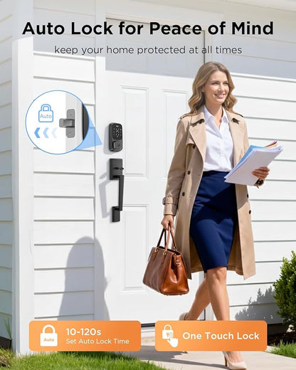 TCL Smart Lock D1 Pro, Palm Vein Recognition Door Lock with App Control, Keyless Entry Door Lock for Front Door, Wi-Fi Keypad Deadbolt, Compatible with Alexa & Google Assistant, Rechargeable Battery