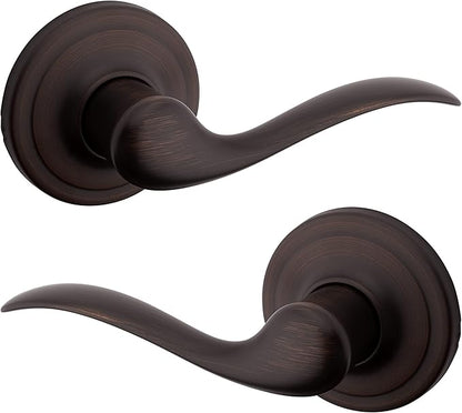 Kwikset Tustin Dummy Door Handle, Single Sided Lever for Closets, French Double Doors, and Pantry, Venetian Bronze Non-Turning Right Handed Interior Push/Pull Lever, with Microban Protection
