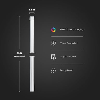 Feit Electric Smart Neon Strip Lights 10FT, Flexible RGBW Color Chasing LED Light Strip, 2.4GHz WiFi Enabled, Works with Alexa and Google Home Assistant, 22W, Music Sync, App Control NF10/CHASE/AG