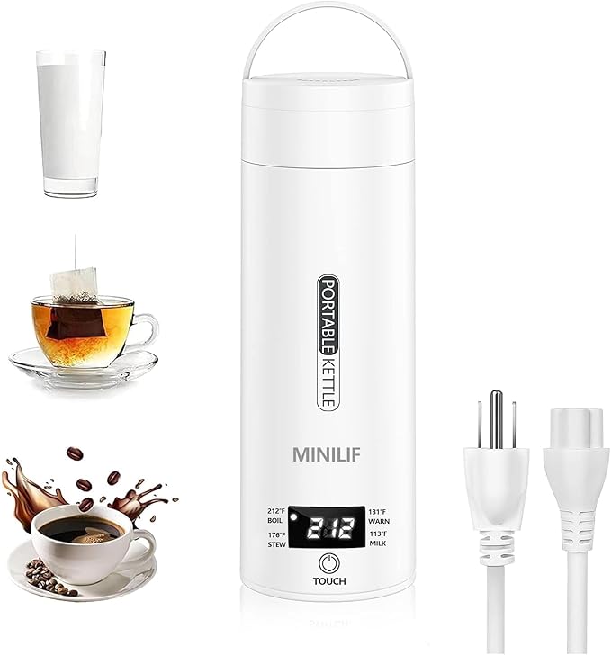 Travel Kettle Portable Electric Kettle, Small Mini Tea Coffee Kettle Water Boiler With 4 Variable Settings, 316 Stainless Steel, Fast Boiling Water with Auto Shut-Off & Boil Dry Protection