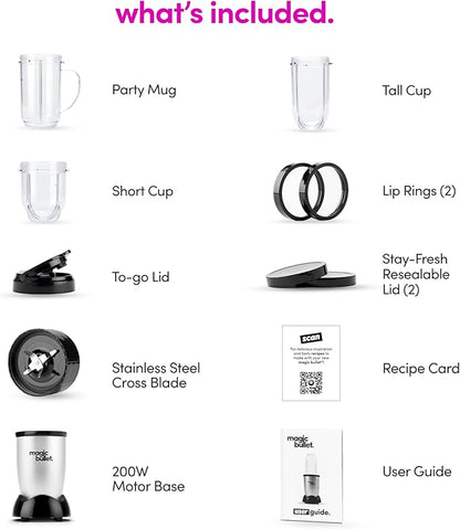 Magic Bullet Blender,Small,Silver,11 Piece Set,(Pack of 2)