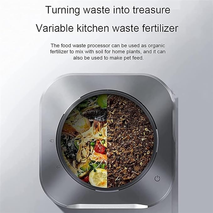 Electric Food Waste Processor, 700W Smart Waste Kitchen Composter, 2.5L Capacity Countertop Automatic Food Waste Cycler, Turn Garbage to Compost and Low Noise and Quiet Design (Color : Grey)
