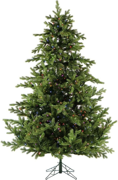 Fraser Hill Farm 6.5-Ft. Foxtail Pine Artificial Christmas Tree with Dual Multicolor & Warm White LED Lights and Stand, Prelit Foldable Fake Tree with Realistic Foliage for Home Decoration