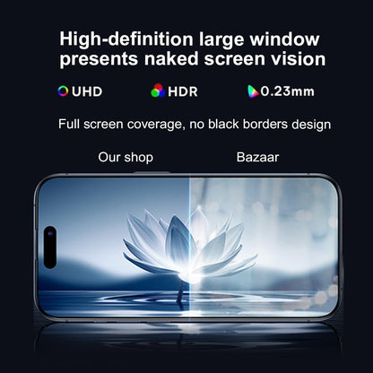 OneFish Screen Protector for Iphone 15 Pro, HD Clarity Tempered Glass Film 9H+ Hardness, with Hassle-Free Installation Frame, Dust-Free Bubble-Free Anti-Fingerprint, 2Pack