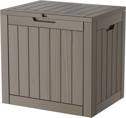 30 Gallon Double-Wall Resin Deck Box - Lockable Waterproof Outdoor Storage Box, 515bs Capacity & Doubles as Seating for Patio Furniture - Garden Tools, Pool Accessories (Brown)