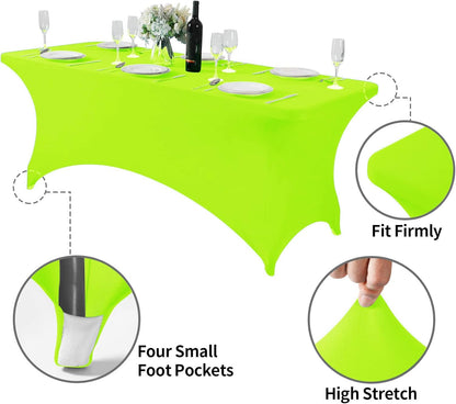 Spandex Table Cover for 6Ft or 4fT or 8ft Table Universal Fitted Stretch Tablecloth for Party, Banquet, Wedding and Events-Neon Lemon