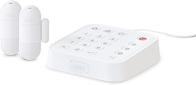 Arlo Home Security System - Wired Keypad Sensor Hub, (2) 8-in-1 Sensors, 24/7 Professional Monitoring- No Contract Required, DIY Installation, Alarm System for Home Security – SS1201, White