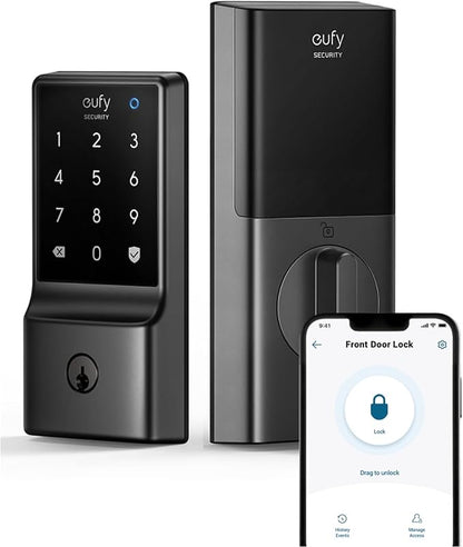 eufy Security Smart Lock C210, Keyless Entry Door Lock, Built-in WiFi Deadbolt, Smart Door Lock, No Bridge Required, Easy Installation, Touchscreen Keypad, App Remote Control, 4 AA Batteries Included
